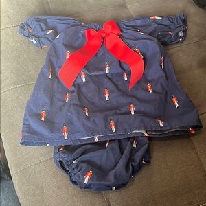 B23 Navy Baby Outfit with Red Bow